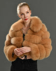 Real Fox Fur Coat Short  Full Sleeves