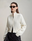 Minimalist High-Neck Zip Cardigan