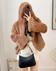 Luxurious Rabbit Fur Knit Hooded Coat