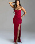 Backless Thigh-Split Evening Dress