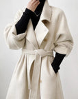 Chic Gray Standing Collar Double-Sided Wool Coat