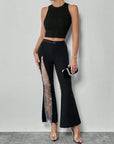 Glitter High-Slit Flared Pants
