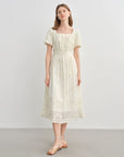 Women's Floral Embroidered Tea Length Dress