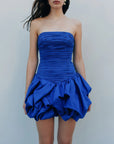 Ruffled Slash Neck Mini Dress