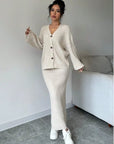 Knitted Cardigan Sweater & Skirt Two-Piece Suit