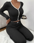 Lace Pijama Loungewear: 2-Piece Autumn/Winter Shirt & Pant Set