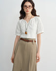 Breathable Cotton Blend Top for Chic Summer Office Wear