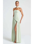 Sleek Solid Tube Top Maxi Dress with High Slit