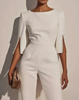 Chic Jumpsuit with Beading A Straight-Leg Classic