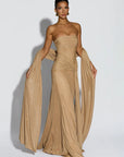 Sparkle Strapless Ruched Long Party Dress