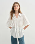 Temperament Lace-Up V-Neck Shirt for Summer
