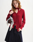 Detachable Bow & Lace Knit Cardigan for Women