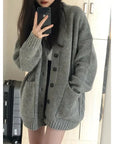 Casual V-Neck Long Sleeve Sweater Coat for Female Style