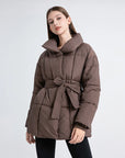 Turn-Down Collar Belted Parka