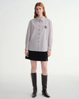 Plus-Size Birds Appliqué Checkered Stripe Shirt