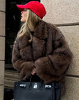 Oversized Neo Mint Faux Fox Fur Coat | Warm Winter Jacket