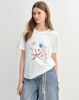 Women’s Nautical Print Shell-Embellished Slim Tee
