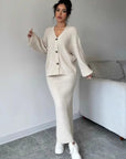 Knitted Cardigan Sweater & Skirt Two-Piece Suit