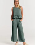 Summer Pleated Wide-Leg Pant Set