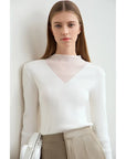 Elegant Sheer-Panel Turtleneck