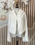 Luxurious Rabbit Fur Knit Hooded Coat