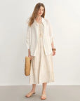 New Fashion Beige Temperament Long Dress with Lace-up Straps