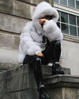 Real Fox Fur Winter Jacket with Oversized Hood