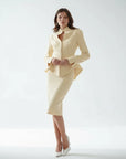 Ruffled Jacket & Slim Skirt Office Set
