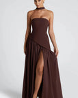 Sleek Solid Tube Top Maxi Dress with High Slit