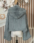 Luxurious Rabbit Fur Knit Hooded Coat