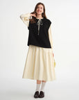 Plus Size French-Style Layered Skirt & Vest Set