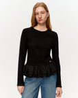 Women’s Ruffle Trim Knitted T-Shirt