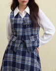 Plus Size Retro Plaid Vest & Skirt Suit