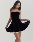 Party Dress for Women Black Backless Pleated Sleeveless 