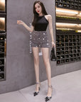 Sparkly Black High-Waist Diamond Shorts