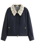 Handmade Sweet Crochet Collar Denim Jacket