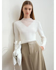 Elegant Sheer-Panel Turtleneck