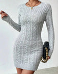 Niche Knit Crew Neck Mini Dress