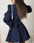 Lace-Up Patchwork Denim Mini Dress