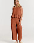 Summer Pleated Wide-Leg Pant Set