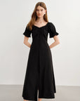 Elegant French Style Plus Size Summer Dress with Lace Collar