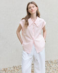 Chic French Style Pink Minimalist Temperament Shirt