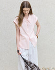 Chic French Style Pink Minimalist Temperament Shirt