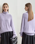 Women's Loose Fit Turtleneck Sweater with Quarter-Zip