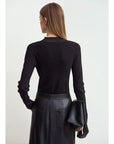 Elegant Sheer-Panel Turtleneck