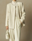Women's Elegant Loose-Fit White Winter Coat
