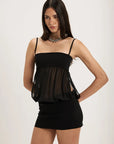 Backless Chiffon Mini Dress Elegant See-Through Party Style