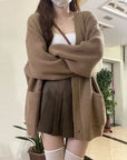 Casual V-Neck Long Sleeve Sweater Coat for Female Style