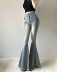 Fishtail Hem Denim Flare Pants