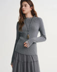 Chic Plus Size Lace Collar Knit Top - Winter Base Layer